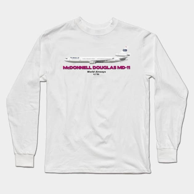 McDonnell Douglas MD-11 - World Airways Long Sleeve T-Shirt by TheArtofFlying